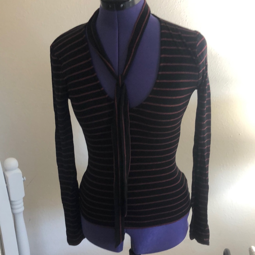 COPY - Black pink striped top ribbed
